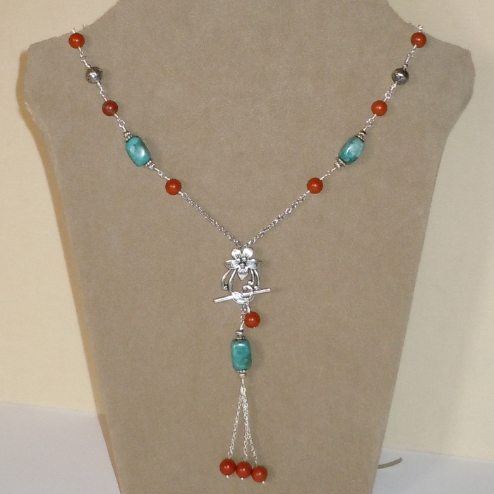 Turquoise & Clay Swag Necklace - Click Image to Close